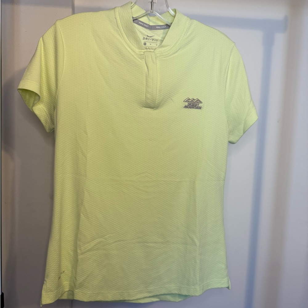 Women’s Nike Dri-Fit Golf Shirt Blade Collar Size Medium Green/Yellow
